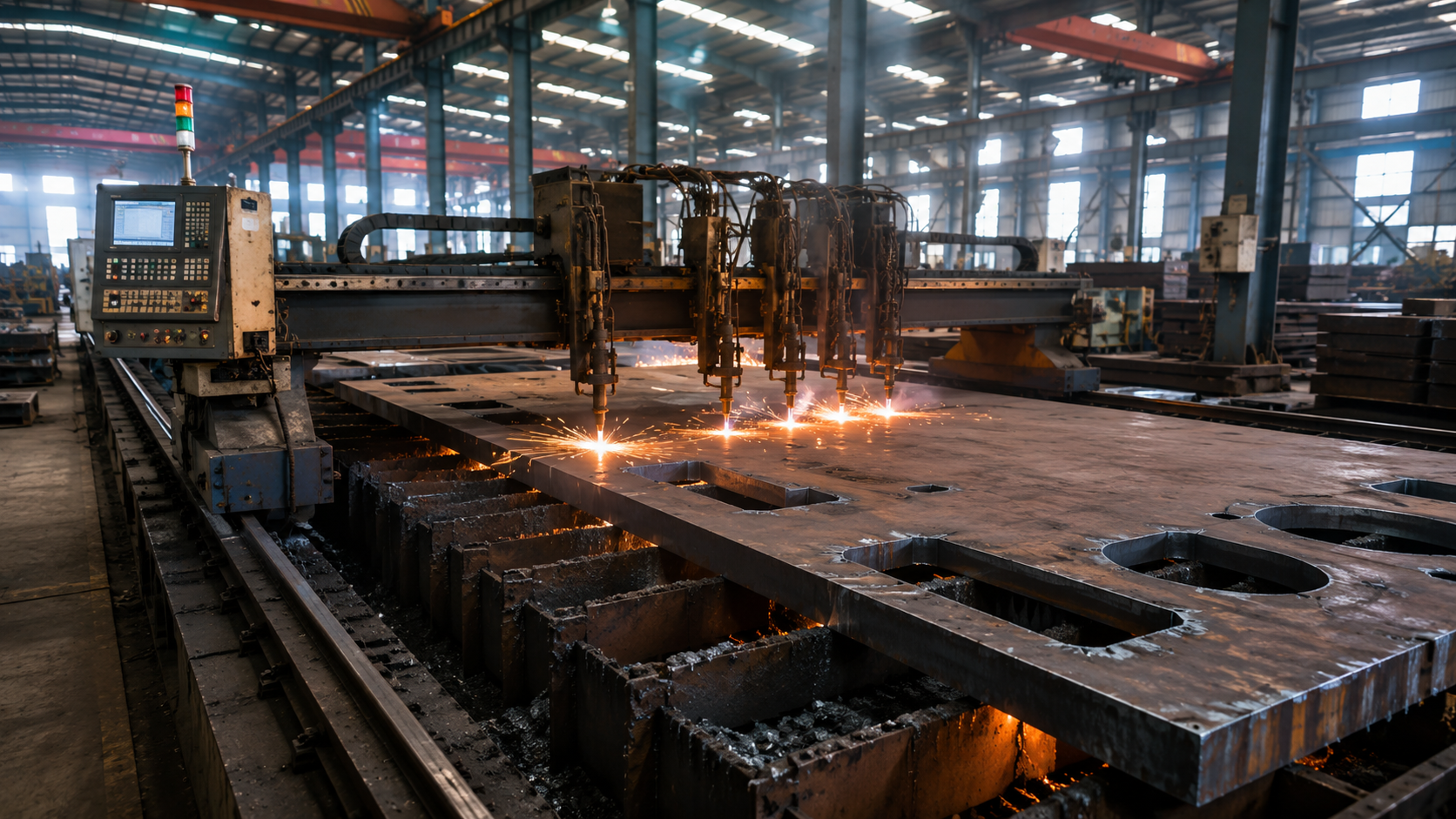 Steel plate cutting for custom industrial components at VHOFAB